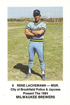 1984 Milwaukee Brewers Police - City of Brookfield Police & Jaycees #NNO Rene Lachemann Front