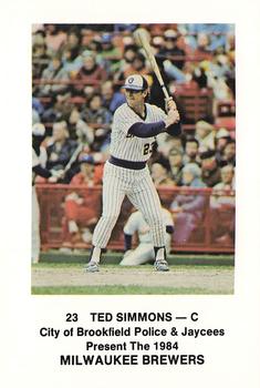 1984 Milwaukee Brewers Police - City of Brookfield Police & Jaycees #NNO Ted Simmons Front