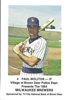 1984 Milwaukee Brewers Police - Brown Deer Village Police Department and Tri City Natl Bank Of Brown Deer #NNO Paul Molitor Front