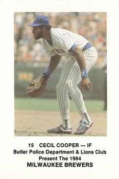 1984 Milwaukee Brewers Police - Butler Police Department & Lions Club #NNO Cecil Cooper Front