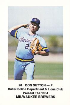 1984 Milwaukee Brewers Police - Butler Police Department & Lions Club #NNO Don Sutton Front