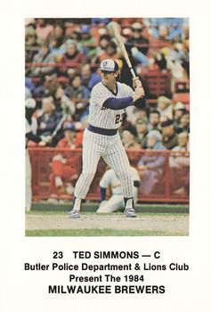 1984 Milwaukee Brewers Police - Butler Police Department & Lions Club #NNO Ted Simmons Front