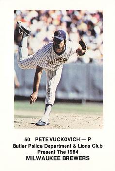 1984 Milwaukee Brewers Police - Butler Police Department & Lions Club #NNO Pete Vuckovich Front