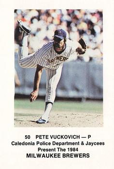 1984 Milwaukee Brewers Police - Caledonia Police Department and Jaycees #NNO Pete Vuckovich Front