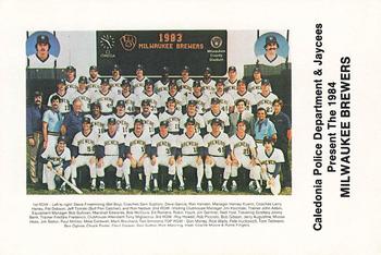 1984 Milwaukee Brewers Police - Caledonia Police Department and Jaycees #NNO Team Photo/(Checklist back) Front