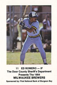 1984 Milwaukee Brewers Police - Door County Sheriff's Department, First National Bank of Sturgeon Bay #NNO Ed Romero Front