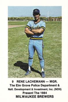 1984 Milwaukee Brewers Police - Elm Grove Police Department & Natl. Development & Investment, Inc. #NNO Rene Lachemann Front