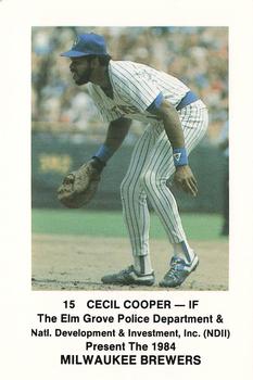 1984 Milwaukee Brewers Police - Elm Grove Police Department & Natl. Development & Investment, Inc. #NNO Cecil Cooper Front