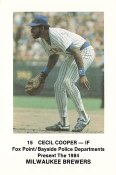 1984 Milwaukee Brewers Police - Fox Point/Bayside Police Departments #NNO Cecil Cooper Front