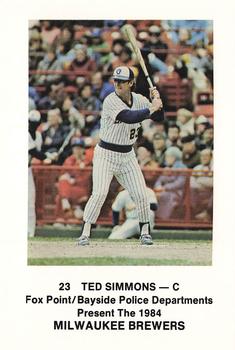 1984 Milwaukee Brewers Police - Fox Point/Bayside Police Departments #NNO Ted Simmons Front