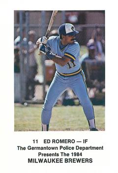 1984 Milwaukee Brewers Police - Germantown Police Department #NNO Ed Romero Front