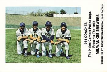 1984 Milwaukee Brewers Police - Hales Corners Police Department and Tri City National Bank Of Hales Corners #NNO Coaches Dave Garcia / Pat Dobson / Andy Etchebarren Front