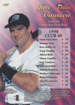 1999 Topps Chrome - All-Etch #AE7 Jose Canseco  Back