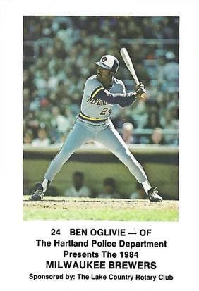 1984 Milwaukee Brewers Police - Hartland Police Department, The Lake County Rotary Club #NNO Ben Oglivie Front
