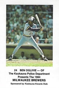 1984 Milwaukee Brewers Police - Kaukauna Police Department #NNO Ben Oglivie Front