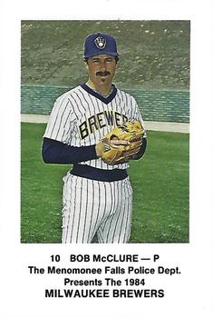 1984 Milwaukee Brewers Police - Menomonee Falls Police Dept. #NNO Bob McClure Front