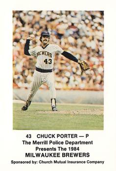 1984 Milwaukee Brewers Police - Merrill Police Department and Church Mutual Insurance Company #NNO Chuck Porter Front
