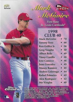 1999 Topps Chrome - All-Etch Refractors #AE1 Mark McGwire  Back