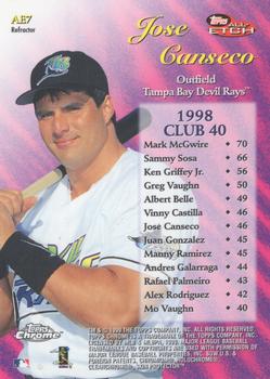1999 Topps Chrome - All-Etch Refractors #AE7 Jose Canseco  Back