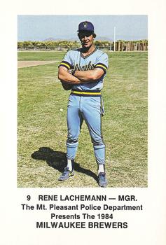 1984 Milwaukee Brewers Police - Mt. Pleasant Police Department #NNO Rene Lachemann Front