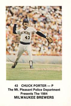 1984 Milwaukee Brewers Police - Mt. Pleasant Police Department #NNO Chuck Porter Front
