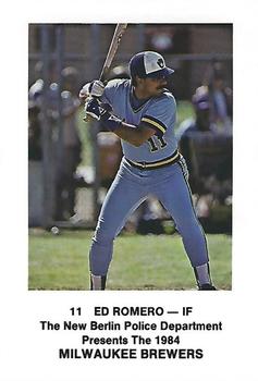 1984 Milwaukee Brewers Police - New Berlin Police Department #NNO Ed Romero Front