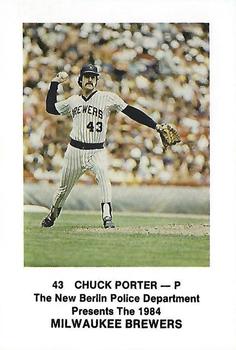 1984 Milwaukee Brewers Police - New Berlin Police Department #NNO Chuck Porter Front