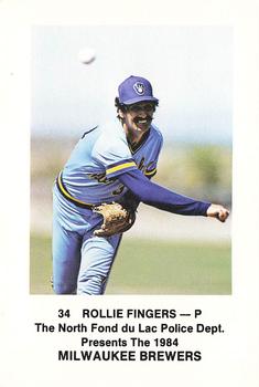 1984 Milwaukee Brewers Police - North Fond Du Lac Police Department #NNO Rollie Fingers Front
