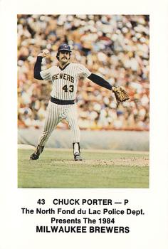 1984 Milwaukee Brewers Police - North Fond Du Lac Police Department #NNO Chuck Porter Front