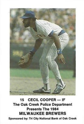 1984 Milwaukee Brewers Police - Oak Creek Police Department, Tri City National Bank of Oak Creek #NNO Cecil Cooper Front