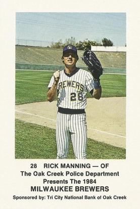 1984 Milwaukee Brewers Police - Oak Creek Police Department, Tri City National Bank of Oak Creek #NNO Rick Manning Front