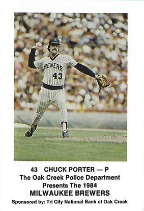 1984 Milwaukee Brewers Police - Oak Creek Police Department, Tri City National Bank of Oak Creek #NNO Chuck Porter Front
