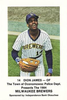1984 Milwaukee Brewers Police - Town of Oconomowoc Police Department & Independence Bank Okauchee #NNO Dion James Front
