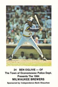 1984 Milwaukee Brewers Police - Town of Oconomowoc Police Department & Independence Bank Okauchee #NNO Ben Oglivie Front