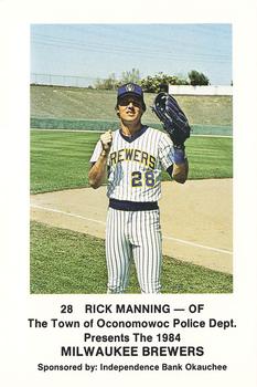 1984 Milwaukee Brewers Police - Town of Oconomowoc Police Department & Independence Bank Okauchee #NNO Rick Manning Front