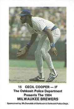 1984 Milwaukee Brewers Police - Oshkosh Police Department, McDonalds of Oshkosh & Oshkosh Police Dept. #NNO Cecil Cooper Front