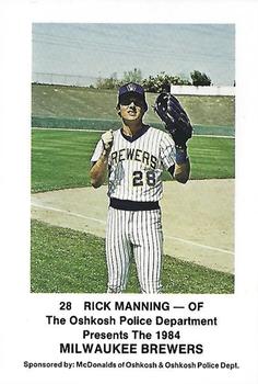 1984 Milwaukee Brewers Police - Oshkosh Police Department, McDonalds of Oshkosh & Oshkosh Police Dept. #NNO Rick Manning Front