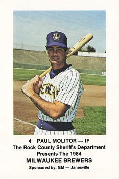 1984 Milwaukee Brewers Police - Rock County Sheriff's Department & GM - Janesville #NNO Paul Molitor Front