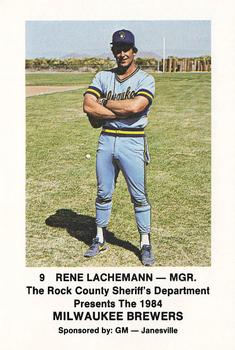 1984 Milwaukee Brewers Police - Rock County Sheriff's Department & GM - Janesville #NNO Rene Lachemann Front