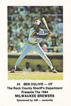 1984 Milwaukee Brewers Police - Rock County Sheriff's Department & GM - Janesville #NNO Ben Oglivie Front