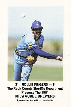 1984 Milwaukee Brewers Police - Rock County Sheriff's Department & GM - Janesville #NNO Rollie Fingers Front