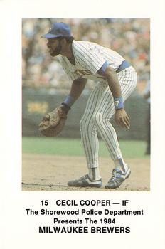 1984 Milwaukee Brewers Police - Shorewood Police Department #NNO Cecil Cooper Front