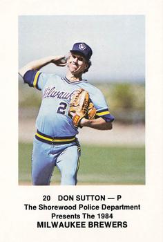 1984 Milwaukee Brewers Police - Shorewood Police Department #NNO Don Sutton Front