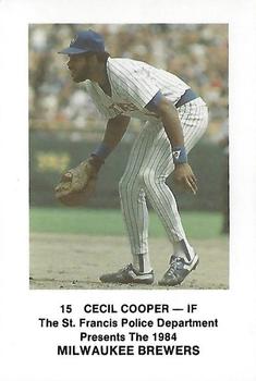 1984 Milwaukee Brewers Police - St. Francis Police Department #NNO Cecil Cooper Front