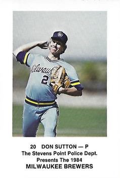 1984 Milwaukee Brewers Police - Stevens Point Police Department #NNO Don Sutton Front
