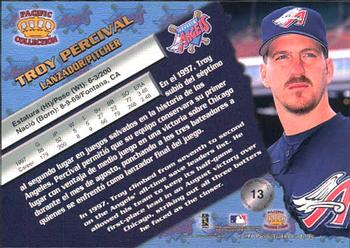 1998 Pacific #13 Troy Percival Back