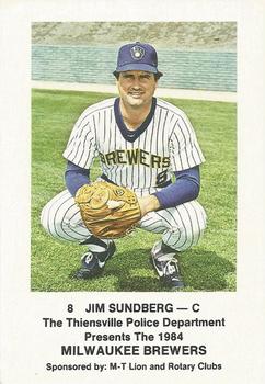 1984 Milwaukee Brewers Police - Thiensville Police Department and M-T Lion And Rotary Clubs #NNO Jim Sundberg Front