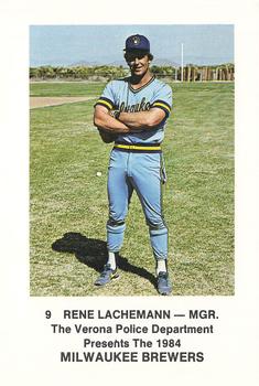 1984 Milwaukee Brewers Police - Verona Police Department #NNO Rene Lachemann Front