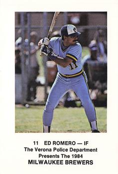 1984 Milwaukee Brewers Police - Verona Police Department #NNO Ed Romero Front