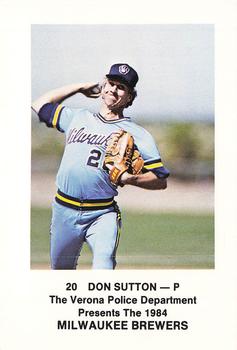 1984 Milwaukee Brewers Police - Verona Police Department #NNO Don Sutton Front
